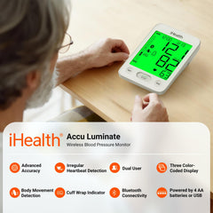 iHealth Accu Luminate BP Monitor display close-up for clear readings