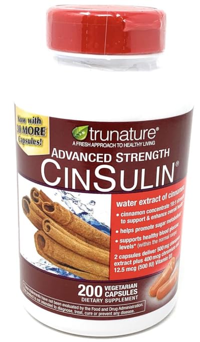 IKJ Cinsulin Cinnamon bottle with a convenient two-capsule daily serving