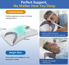 IKSTAR CPAP pillow contoured head cradle promotes neck and spine alignment.