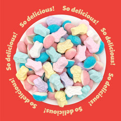 ILIKE! Blue raspberry puffs showcase vibrant gummies ideal for Easter baskets.