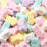 ILIKE! Marshmallow Bunnies 10oz bag on a teal backdrop, ideal for sharing