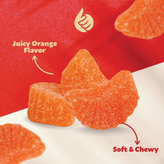 ILike! orange slices jelly candy bowl display, vibrant slices add nostalgic charm.