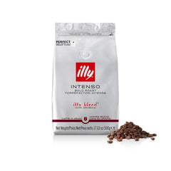 illy whole bean coffee intenso dark roast with cocoa and dried fruit aroma for a bold, nuanced cup.