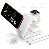 ILOUYU 3-in-1 folding station powers iPhone, AirPods, and Apple Watch efficiently.