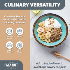 I'm A Nut banana chips serving bowl, perfect for sharing at gatherings.