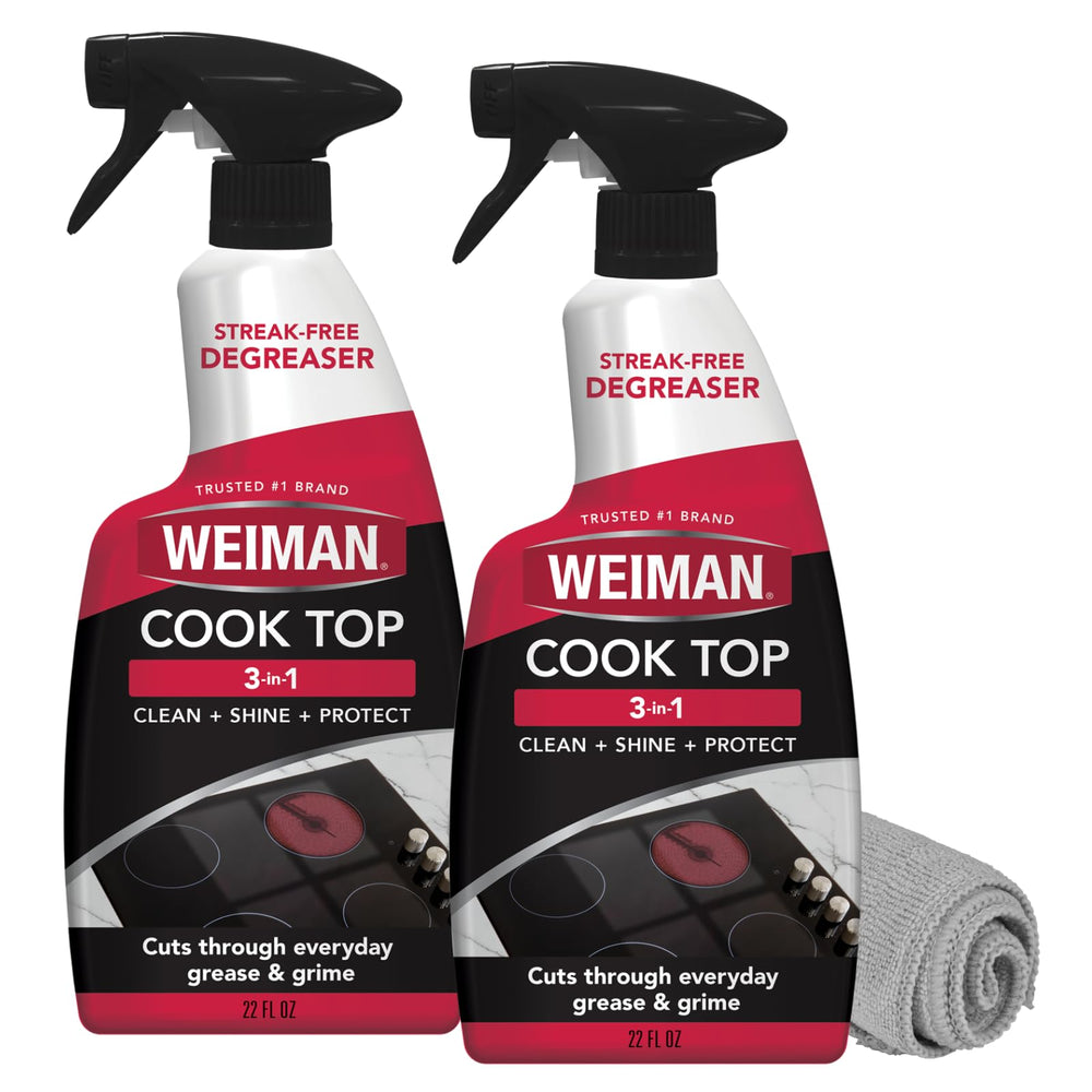 Weiman 2-Pack Cooktop Cleaner + Microfiber Cloth – Streak-Free, Non-Abrasive Degreaser - Perla Store | The Ultimate A to Z Marketplace for Every Need in Canada