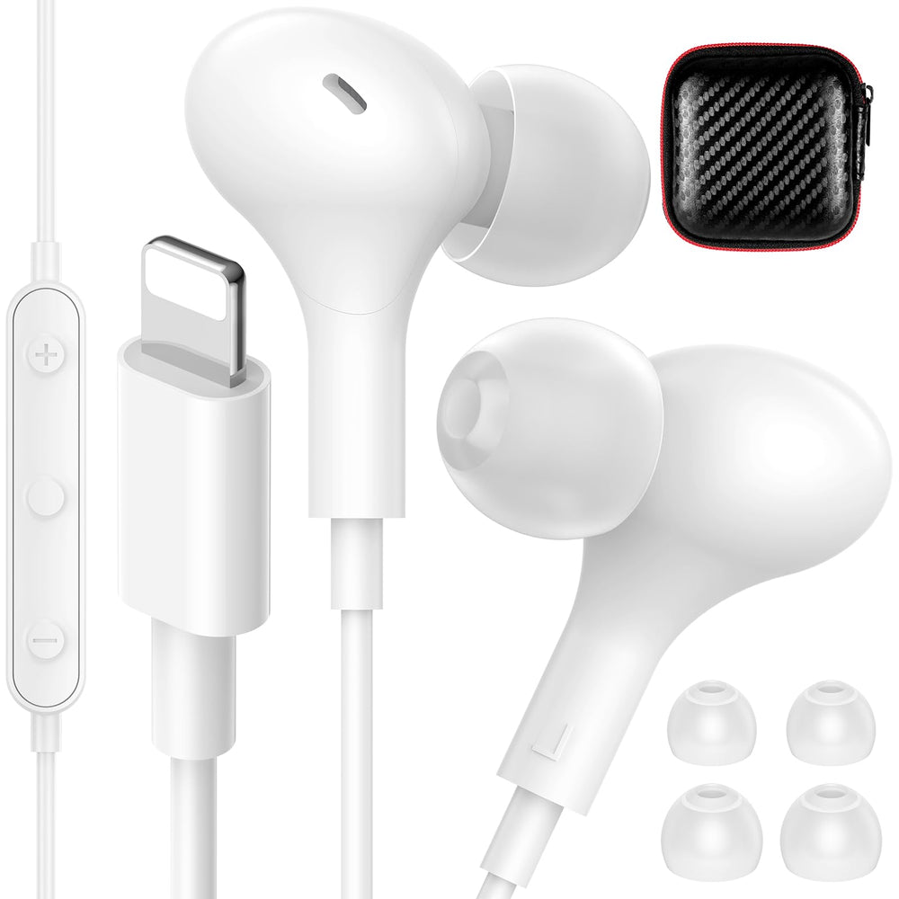 iMangoo lightning wired headphones with compact design for stable iPhone connection during travel
