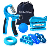 IMENSEAS grip strength trainer 7 pack in use for a comprehensive hand workout