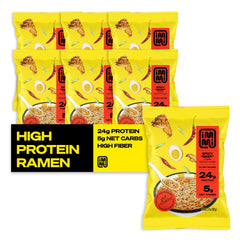 Immi Spicy Vegan Beef Ramen packaging showing a six-pack for quick meals