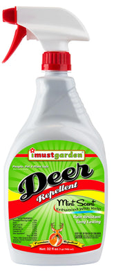 IMUSTGARDEN deer repellent mint spray bottle protects garden plants.