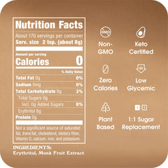 IN THE RAW Monk Fruit In The Raw baker-bag-measure demonstrates 1:1 sugar replacement.