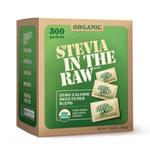 Stevia In The Raw packets dissolve easily for quick zero‑calorie sweetness in coffee.