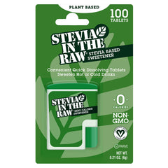IN THE RAW Stevia tablets in a compact case for easy on-the-go sweetness.