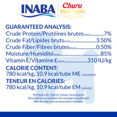 INABA Churu chicken-beef tube used as kibble topper to boost flavor and moisture.