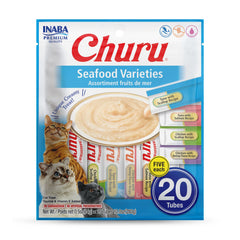 INABA Churu Seafood Variety tubes pack for convenient multi-pack treats.