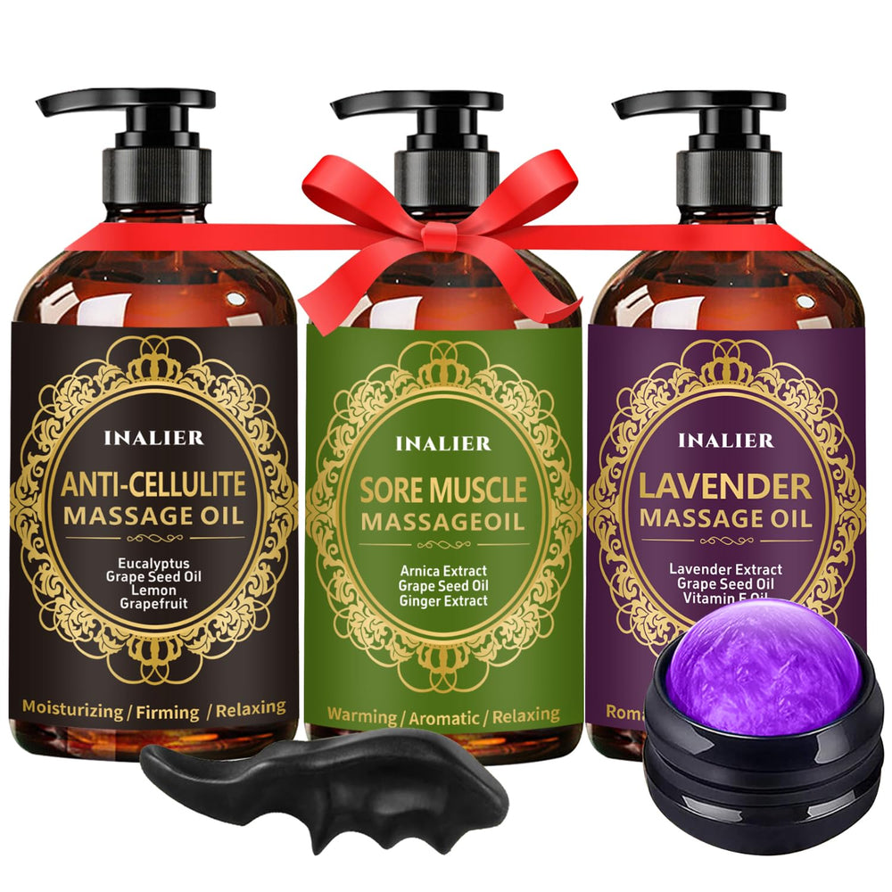 INALIER massage oil trio pack for at-home spa relaxation and gift-ready use