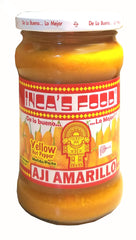 Inca's Food Aji Amarillo paste jar showcases vibrant yellow color, ideal for flavorful rice