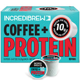 Incredibrew keto-friendly coffee pods with sugar-free, 10g protein per serving.