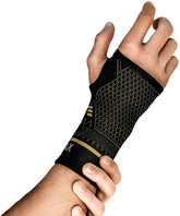 INDEEMAX copper wrist sleeve worn on the left wrist for all-day comfort and support