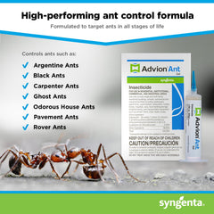 Indoxacarb active ingredient highlighted in Advion ant gel.
