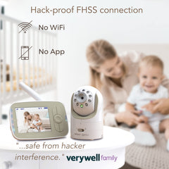 Infant Optics DXR-8 camera lens zoom enables closer baby viewing from a distance.