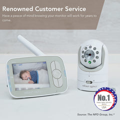 Infant Optics DXR-8 monitor back panel with controls for quick setup.