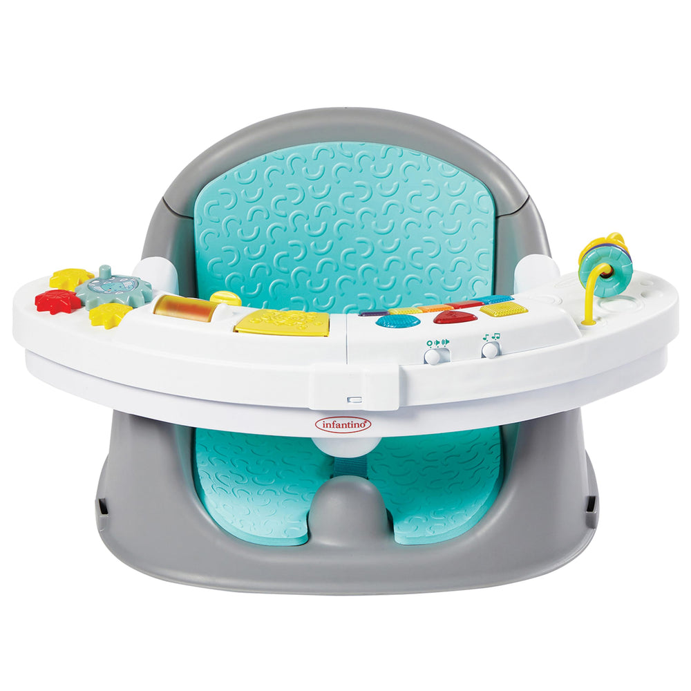 Infantino Music & Lights 3-in-1 Discovery Seat at mealtime and play area