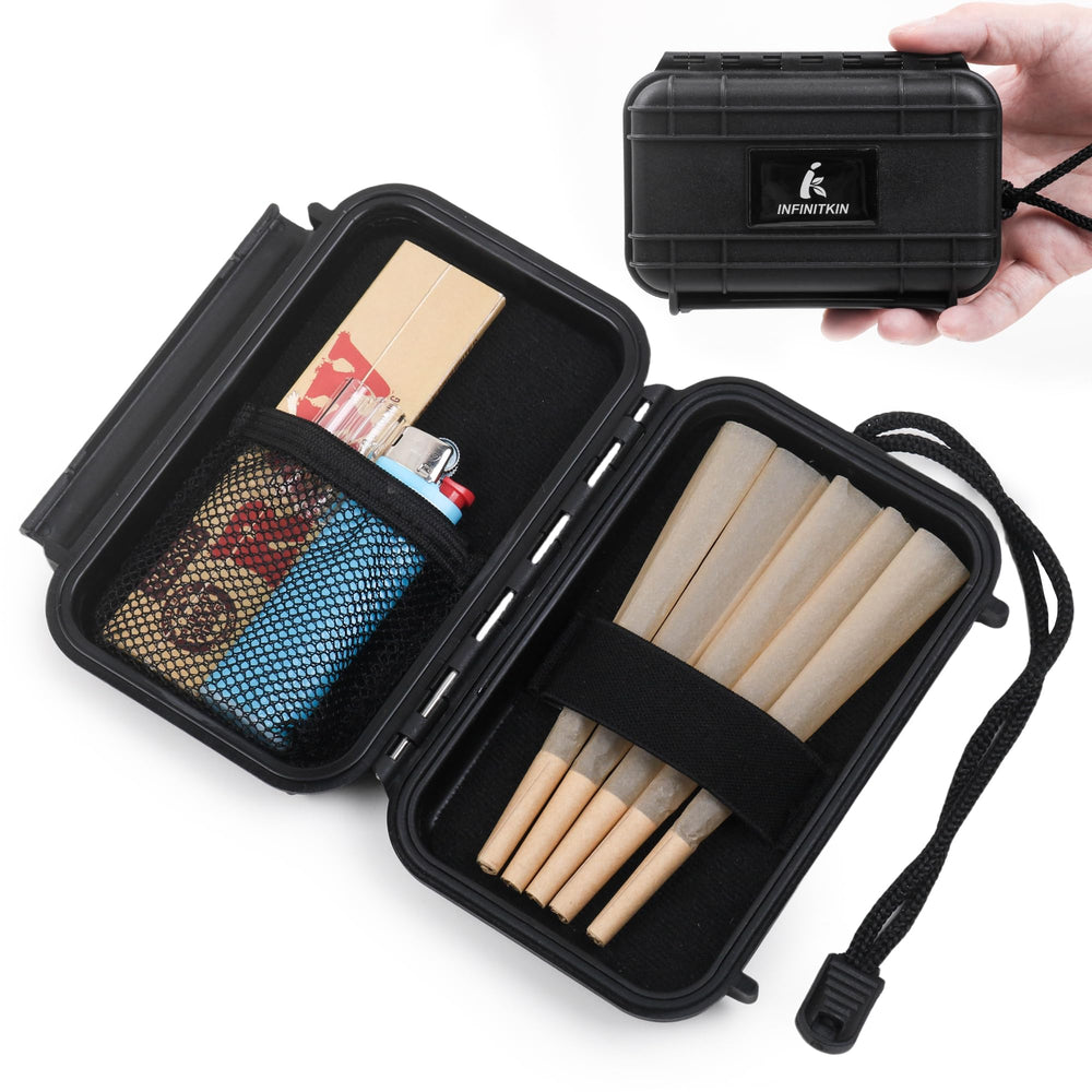 INFINITKIN Smell Proof Box with carbon lining keeps odors contained during travel.