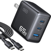 INIU 65W 3-Port charger front view for fast charging on the go