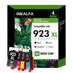 InkAlfa 923XL black cartridge with chip for precise color prints
