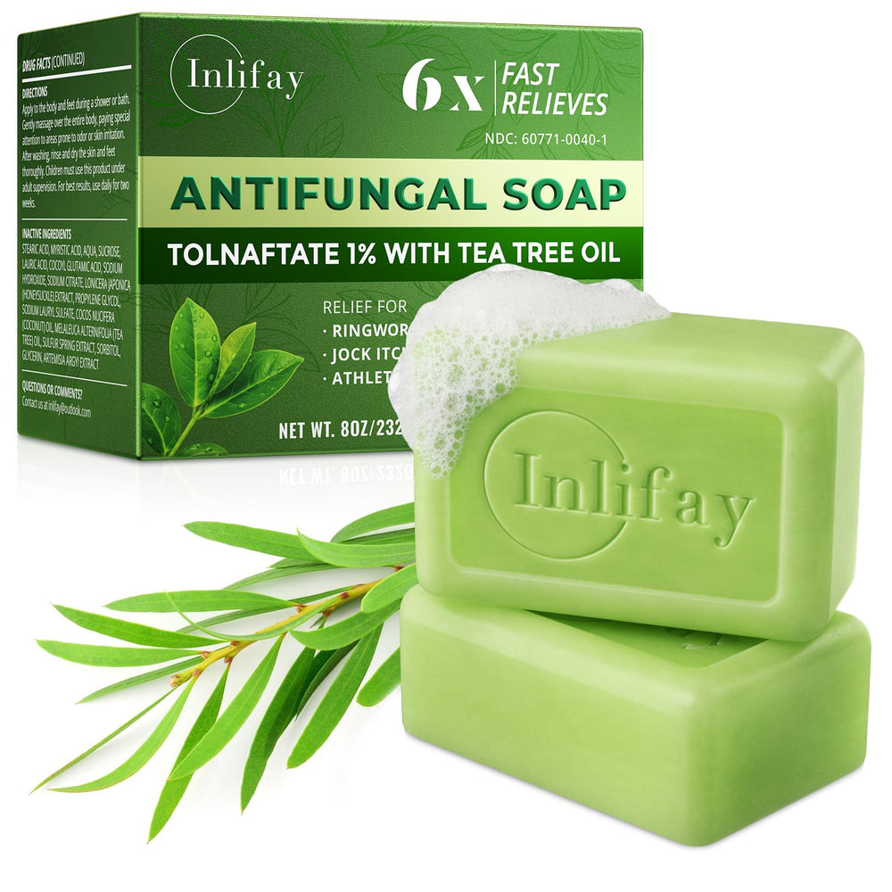 Inlifay antifungal soap bar packaging highlights active-skin protection