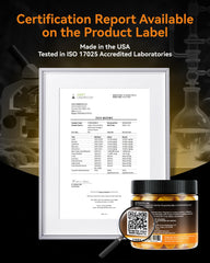 Inner Brightness COA verification sticker on container for transparency