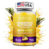Inner Brightness Magnesium Glycinate Gummies bottle in pineapple flavor for restful evenings.