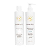 INNERSENSE natural-hydrating-hairbath-shampoo-bottle demonstrates creamy hydration for dry hair.