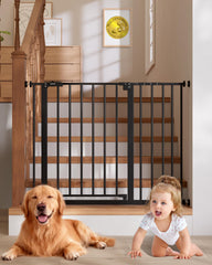 InnoTruth baby gate with adjustable width for stairs and doorways, easy customization