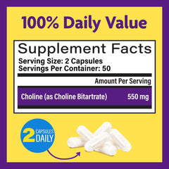 InnovixLabs Choline label front emphasizes purity and clear daily value.