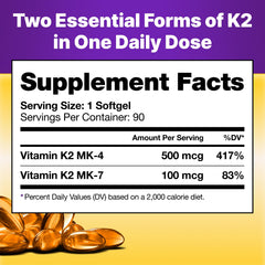 InnovixLabs k2 softgels close-up emphasizes easy-to-swallow capsules.