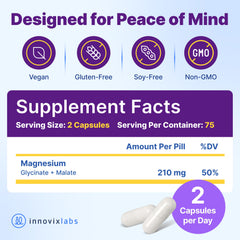 InnovixLabs magnesium capsules being poured from bottle for easy daily use