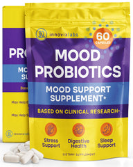 InnovixLabs Mood Probiotic bottle front view for daily digestive and mood support.