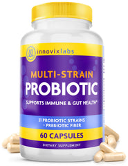 InnovixLabs Multi-Strain Probiotics bottle ready for daily gut health support.