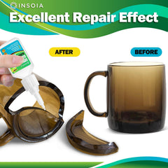 Insoia Glass Glue creates a waterproof bond for vases and mirrors.