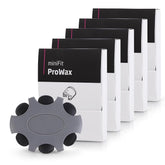 Inspack wax guards packaging showing five-pack set for Oticon devices, ready-to-use replacement filters.