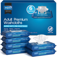 Inspire adult wet wipes dispensing pack keeps wipes within reach for easy cleansing.