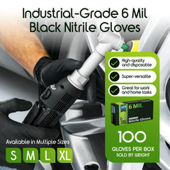 Inspire Black Nitrile Gloves textured fingertips for better grip
