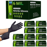 Inspire Heavy Duty 6Mil black nitrile gloves in a pack providing rugged protection.