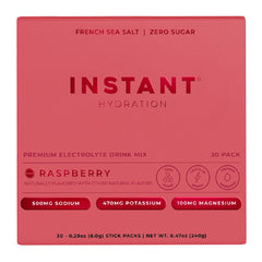 Instant Hydration Raspberry packets front label for on-the-go hydration