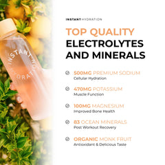 Instant Hydration zero sugar label highlights Keto and vegan compatibility.