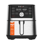 Instant Pot Vortex Plus 4qt front view shows compact size for small kitchens and apartments.