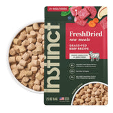 Instinct FreshDried Bites beef chunks image shows high-protein meal for lean muscles.