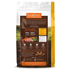 Instinct Original bag back shows grain-free formula and wholesome ingredients